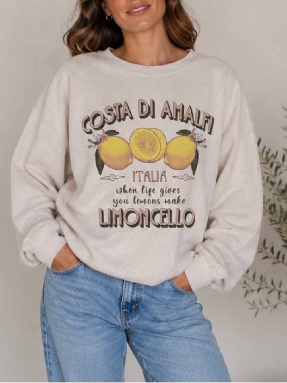 Limoncello Raw Hem Cream Sweatshirt